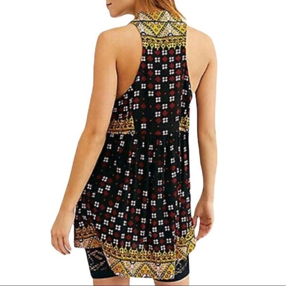 Free People Charlotte Mixed-Print Racerback Fit & Flare Tunic Dress in Size M - Picture 4 of 9
